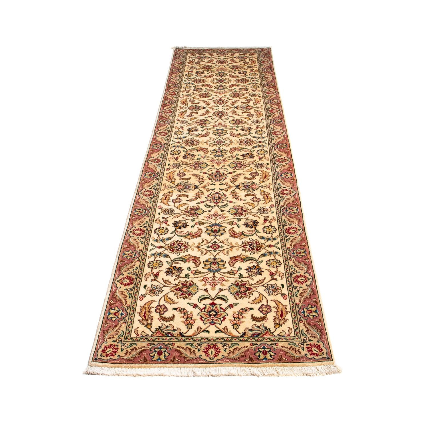Tapis de couloir Tapis persan - Tabriz - Royal - 299 x 68 cm - beige