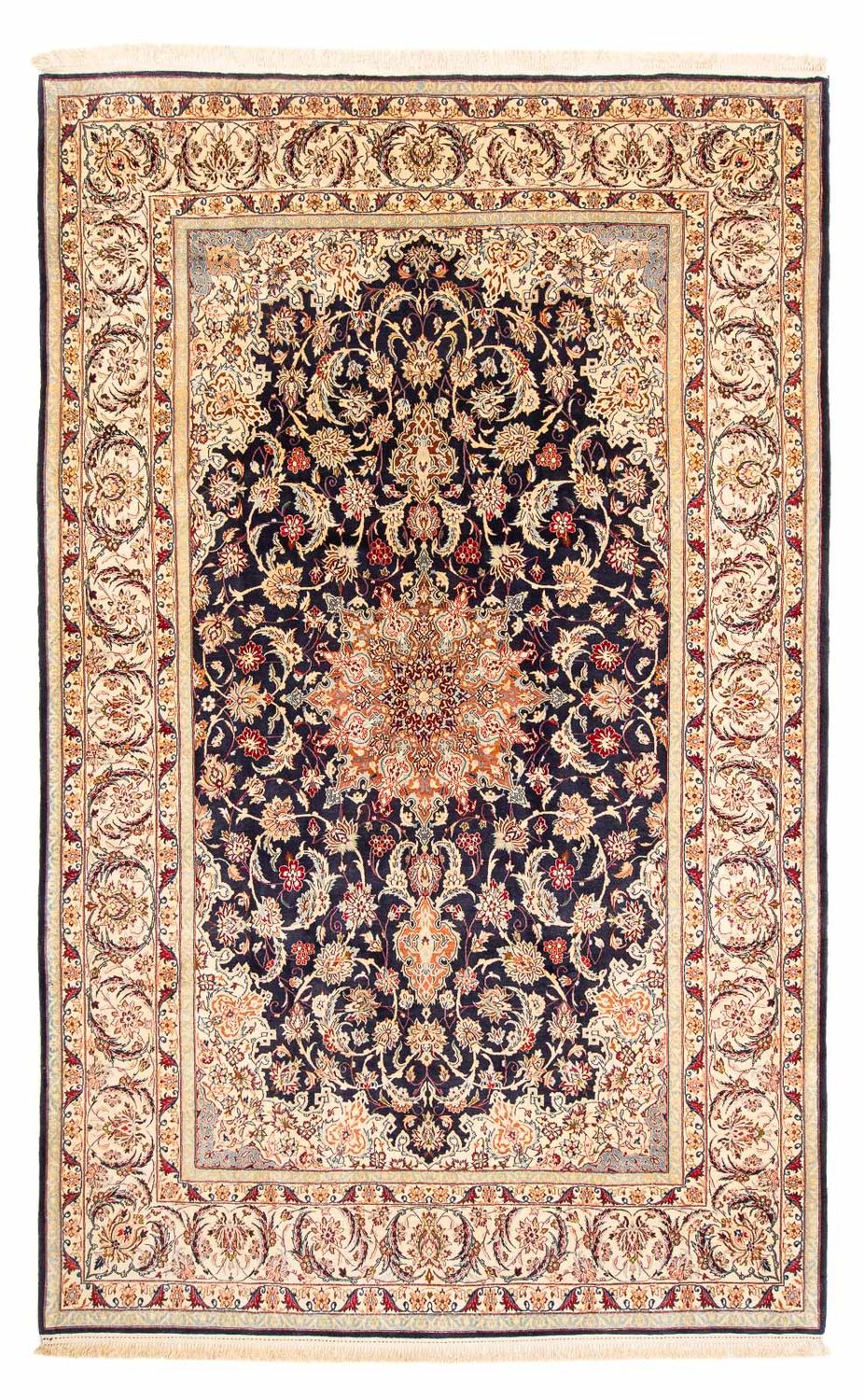 Tapis persan - Isfahan - Premium - 327 x 202 cm - bleu foncé