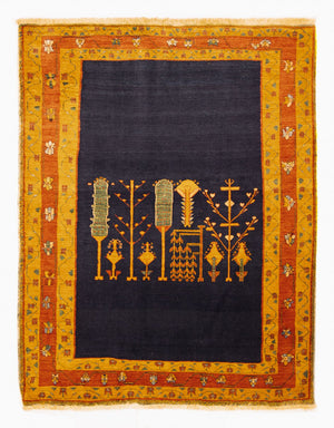 Tapis Gabbeh - Loribaft Persan - 210 x 168 cm - bleu foncé