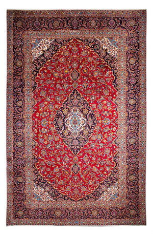 Tapis persan - Keshan - 386 x 252 cm - rouge foncé