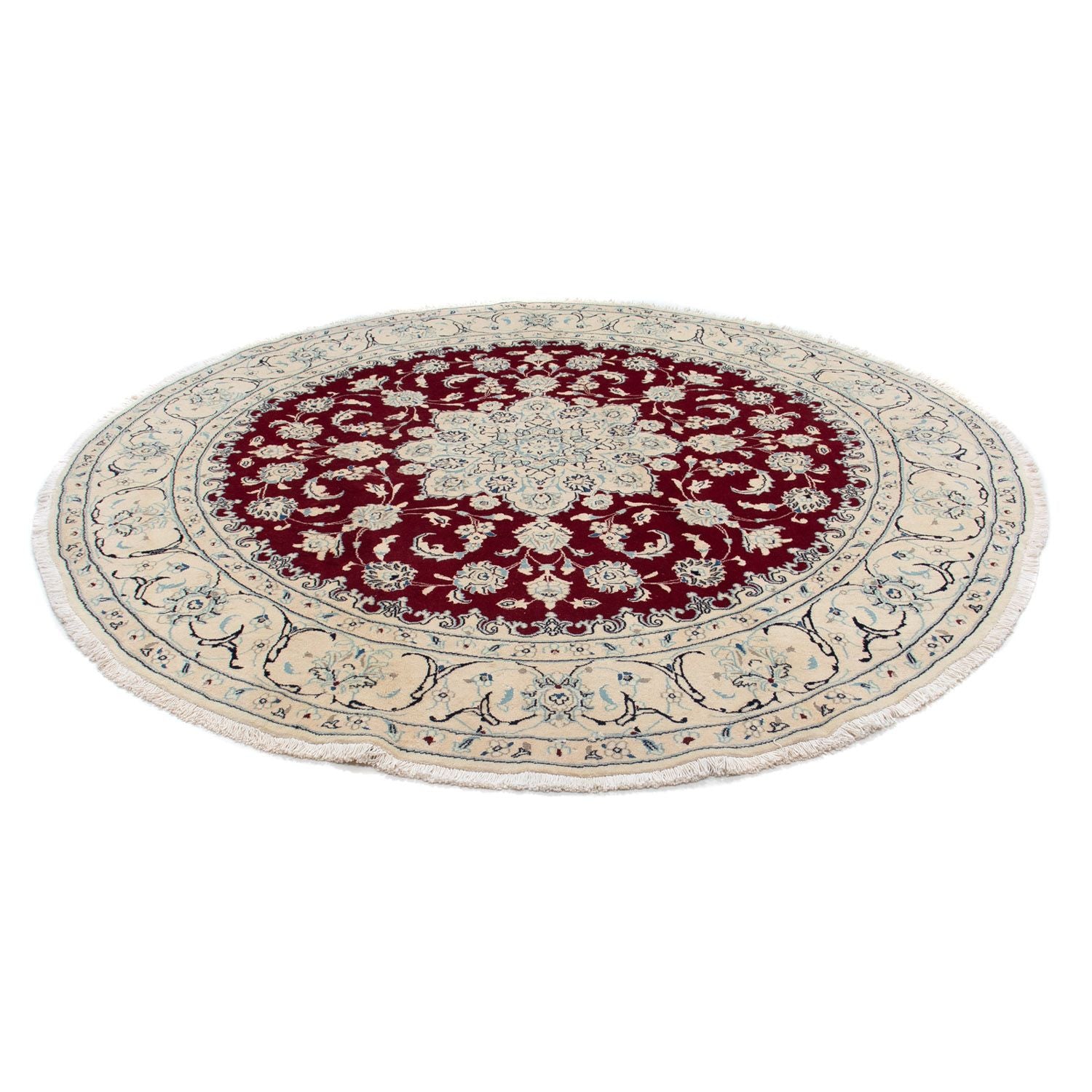 Tapis persan - Nain ronde  - 245 x 245 cm - rouge foncé