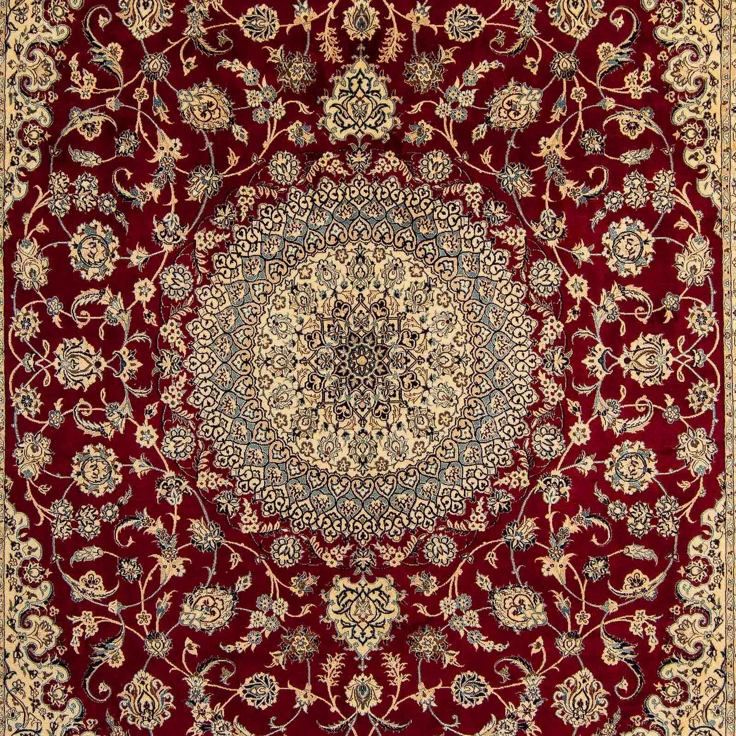 Tapis persan - Nain - Royal - 408 x 300 cm - rouge foncé