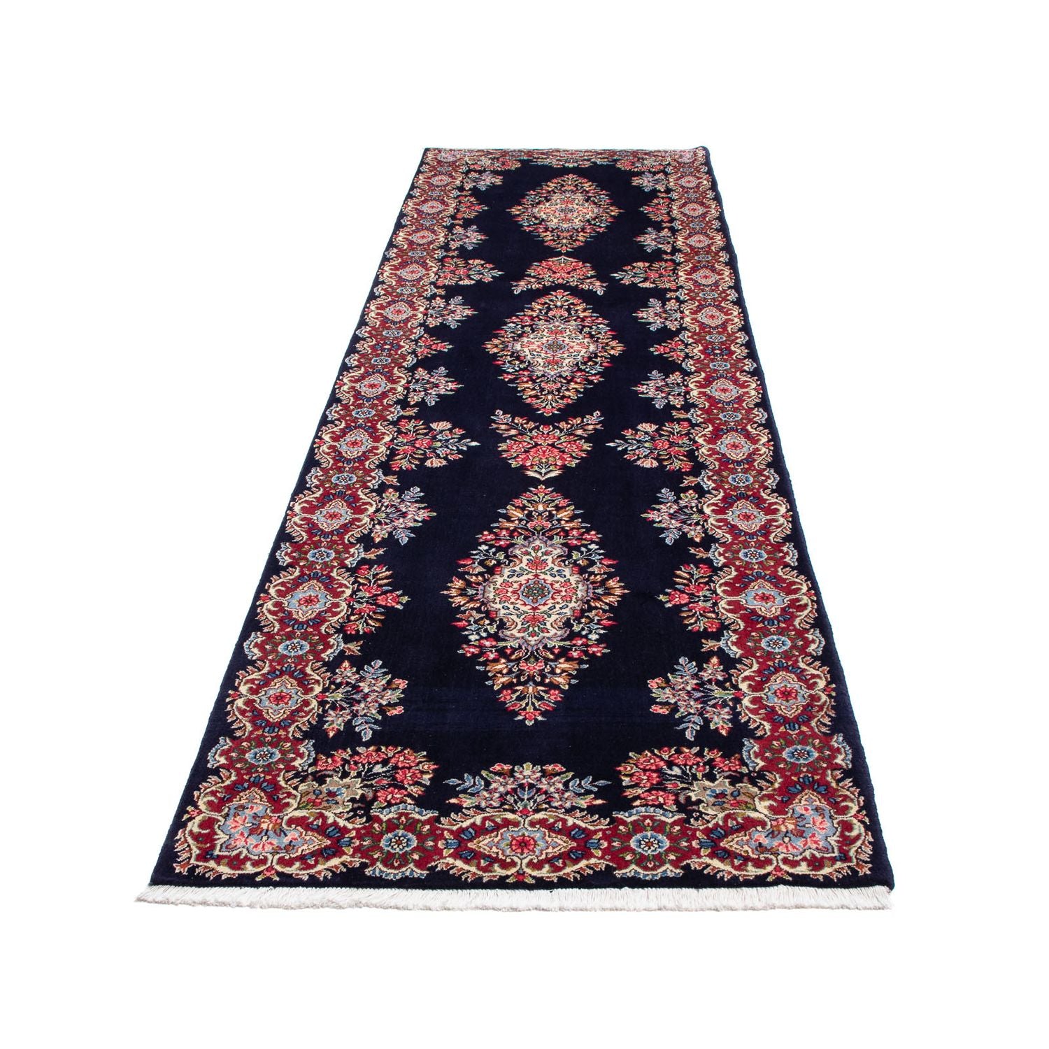 Tapis de couloir Tapis persan - Royal - 370 x 98 cm - bleu foncé