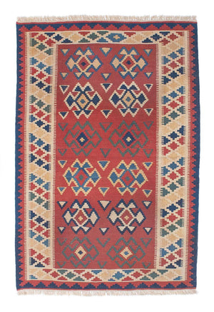 Tapis Kelim - Oriental - 156 x 105 cm - rouge foncé