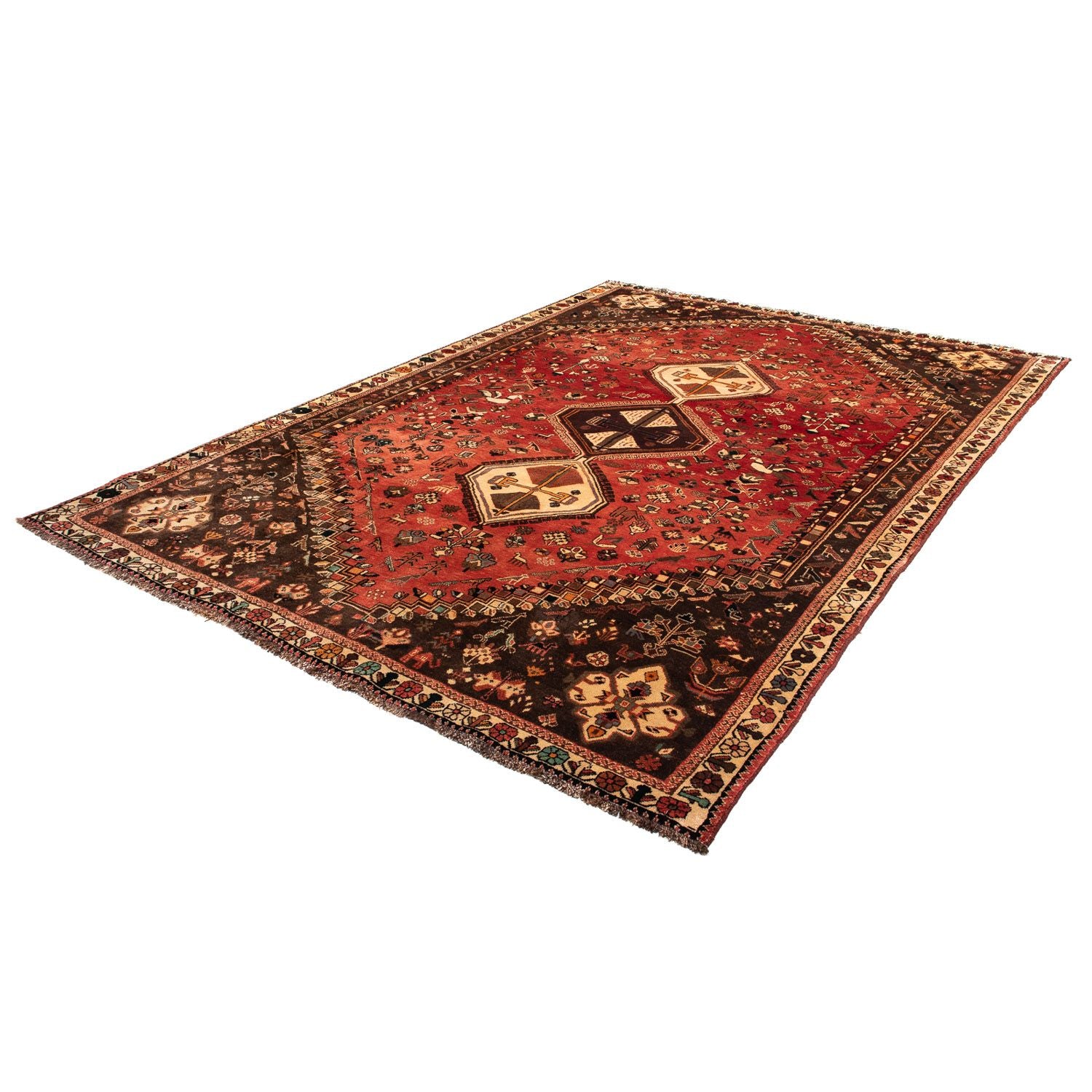 Tapis persan - Nomadic - 304 x 206 cm - rouge foncé