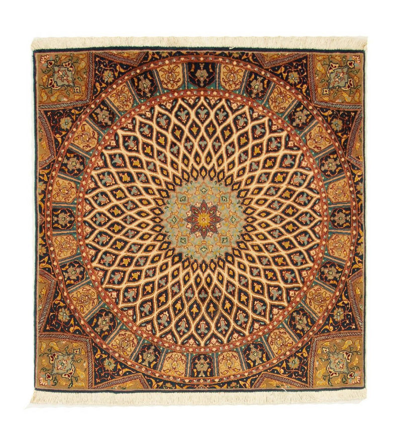 Tapis persan - Tabriz - Royal carré  - 100 x 100 cm - multicolore