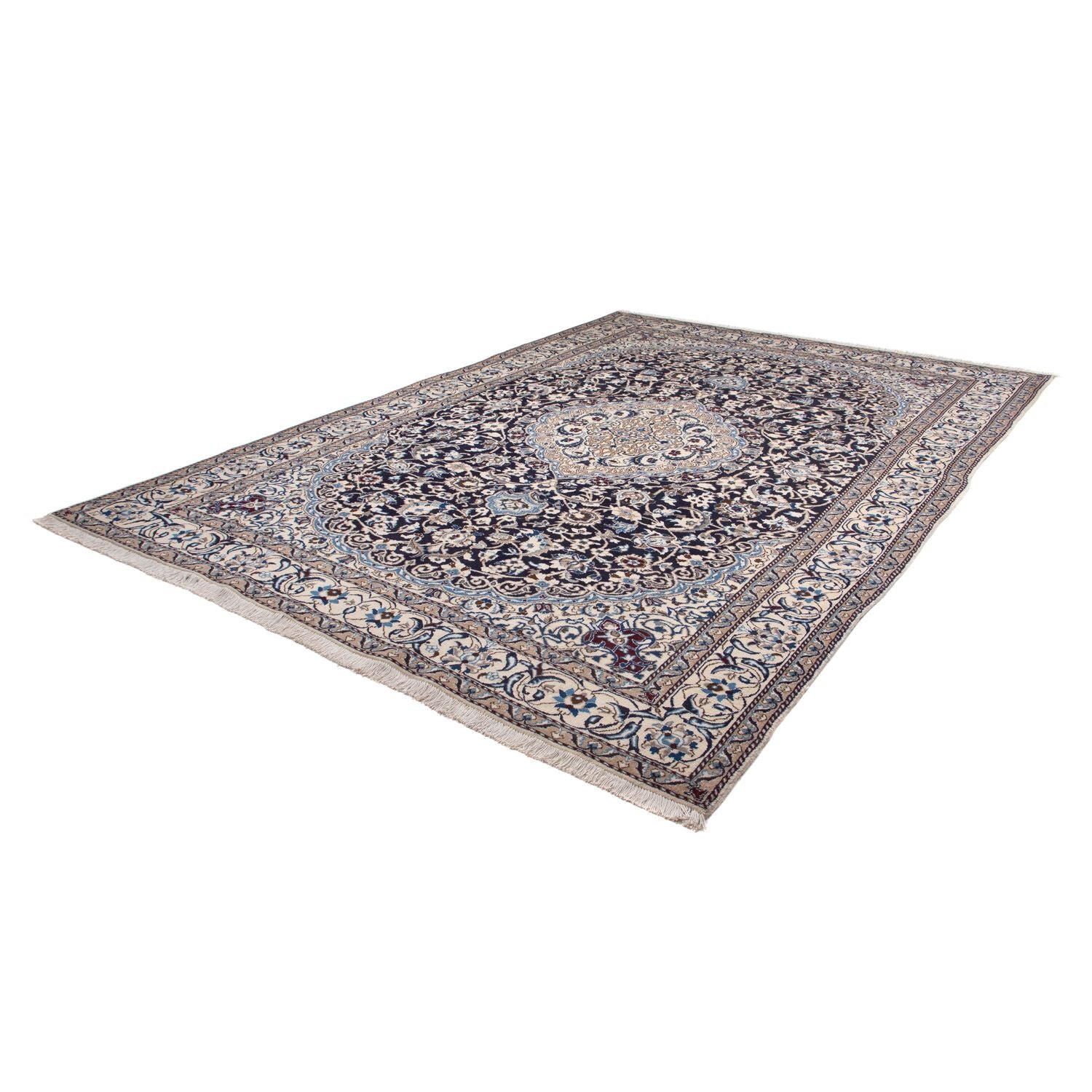 Tapis persan - Nain - 350 x 243 cm - bleu foncé