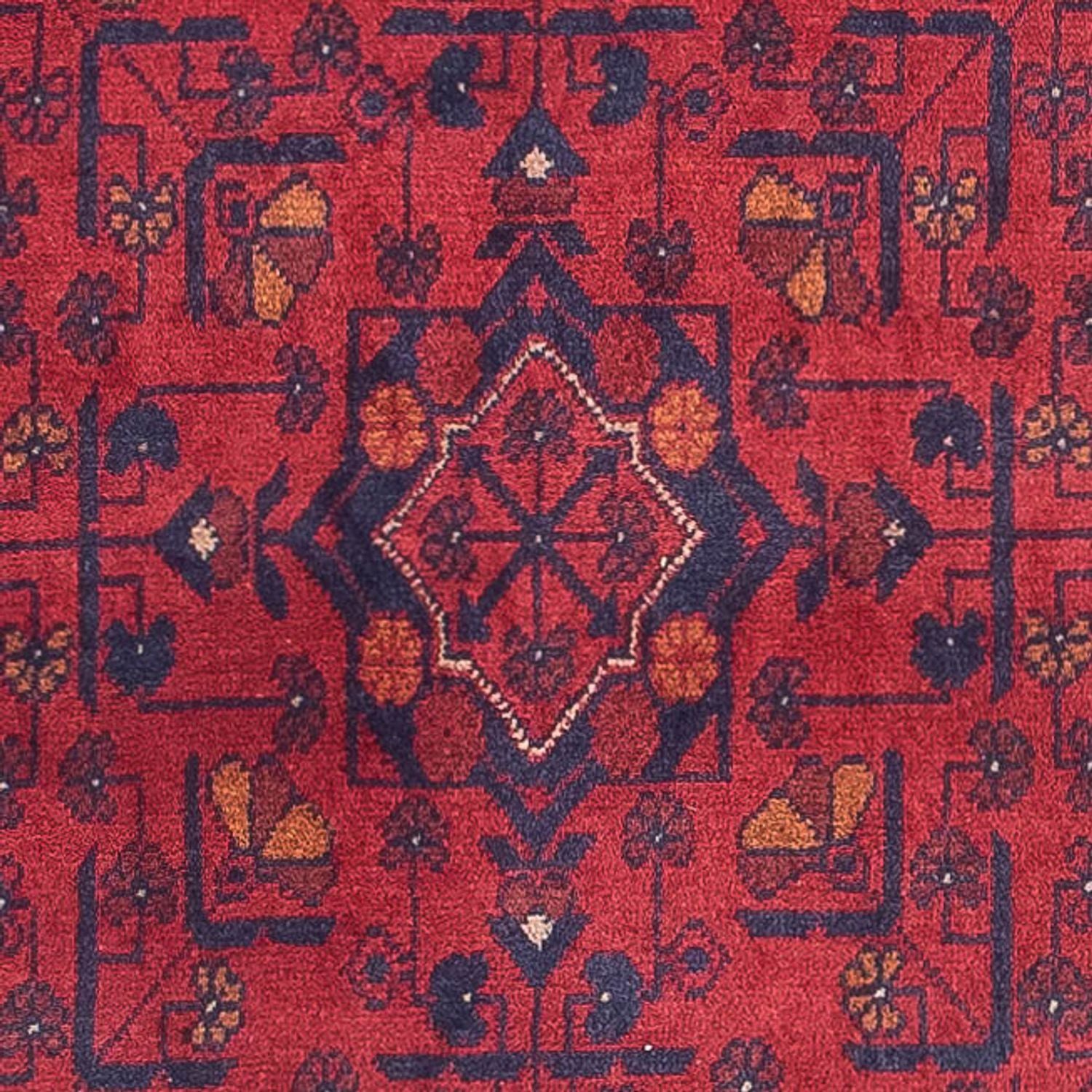 Tapis de couloir Tapis afghan - Kunduz - 285 x 83 cm - rouge foncé