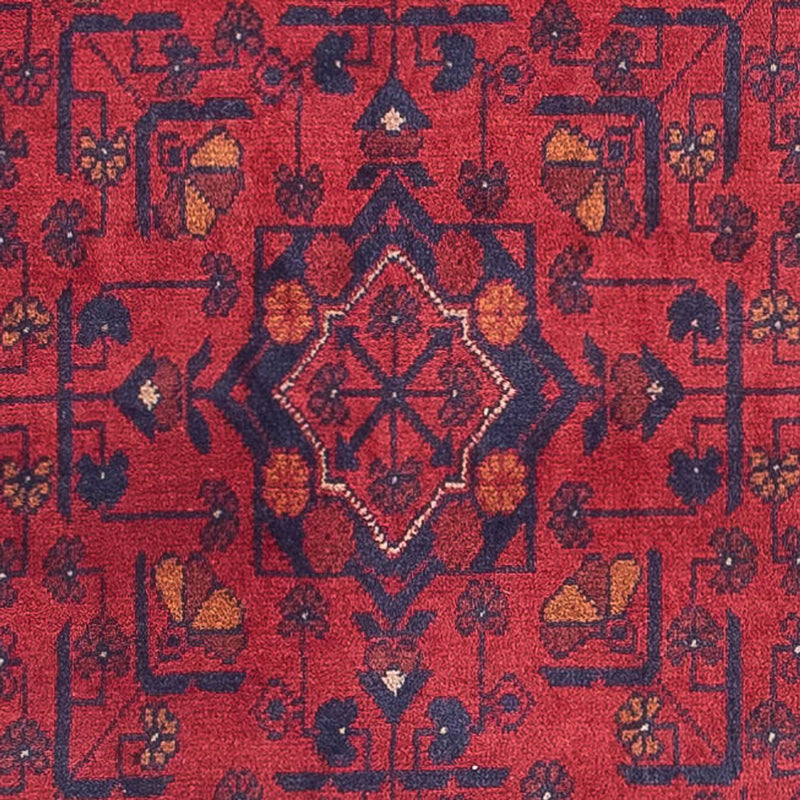 Tapis de couloir Tapis afghan - Kunduz - 285 x 83 cm - rouge foncé