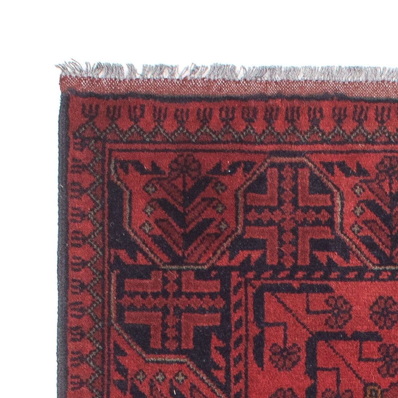 Tapis de couloir Tapis afghan - Kunduz - 190 x 83 cm - rouge foncé