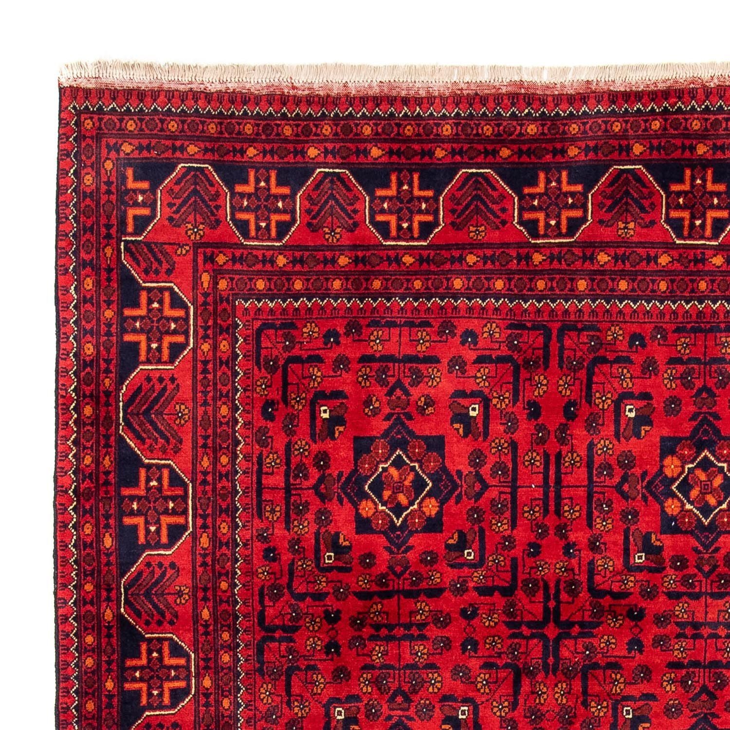 Tapis afghan - Kunduz - 301 x 205 cm - rouge foncé
