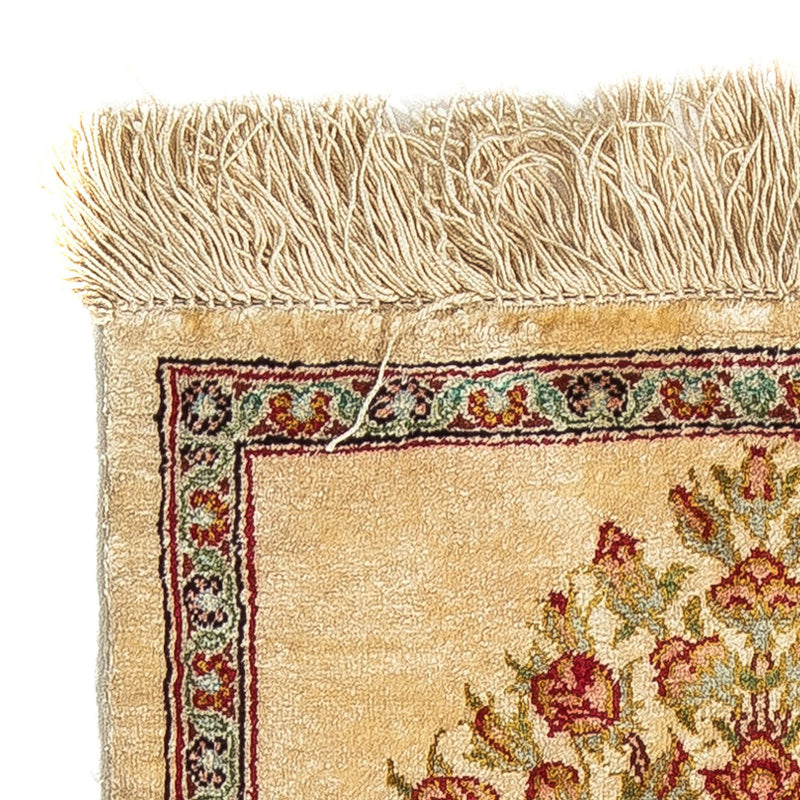 Tapis en soie - Ghom soie - Premium - 42 x 31 cm - beige