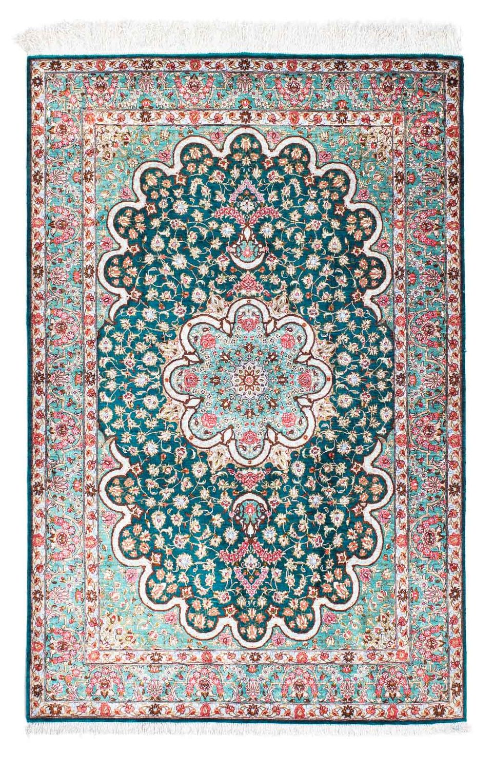 Tapis persan - Ghom - 152 x 100 cm - vert