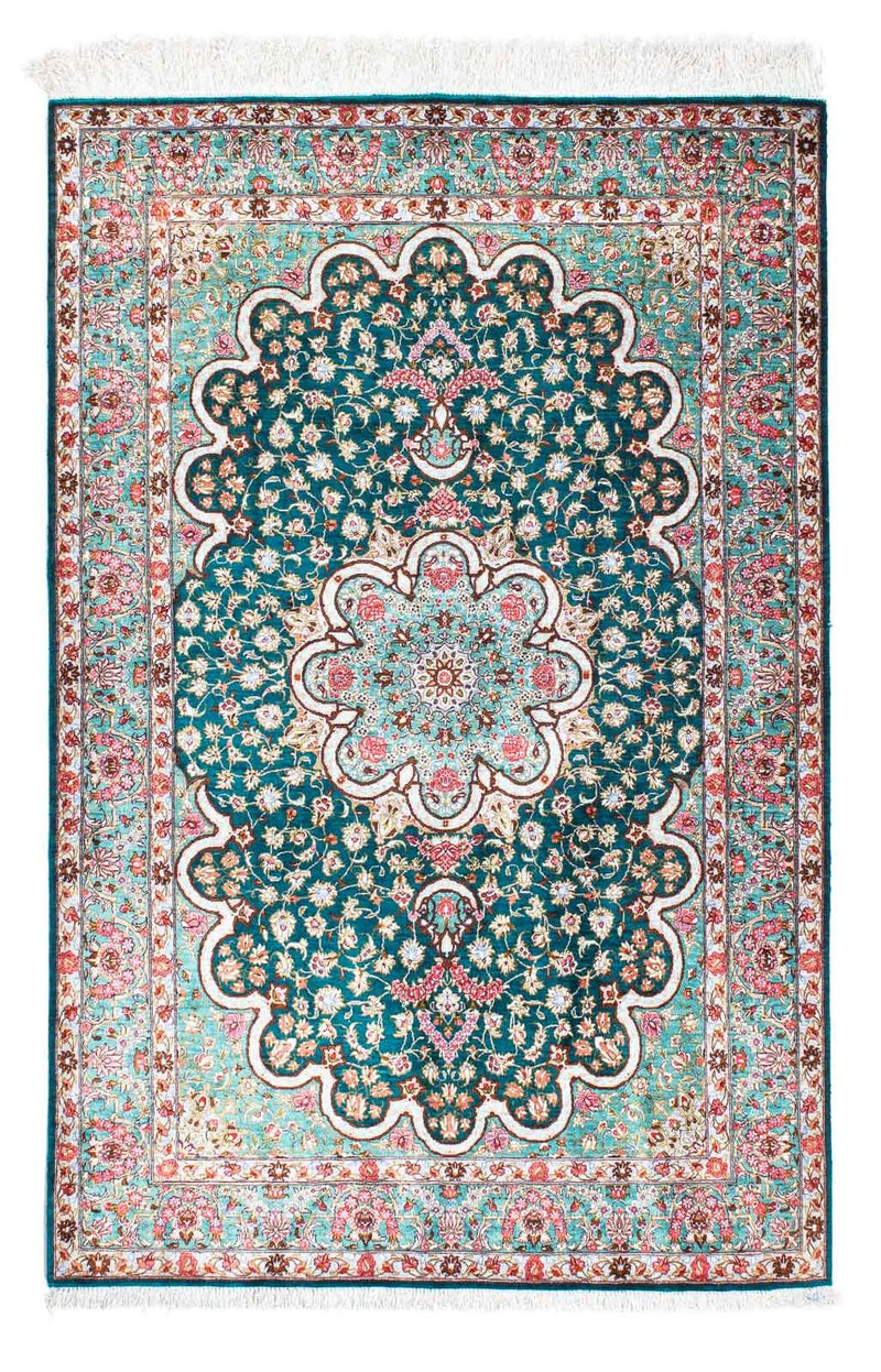 Tapis persan - Ghom - 152 x 100 cm - vert