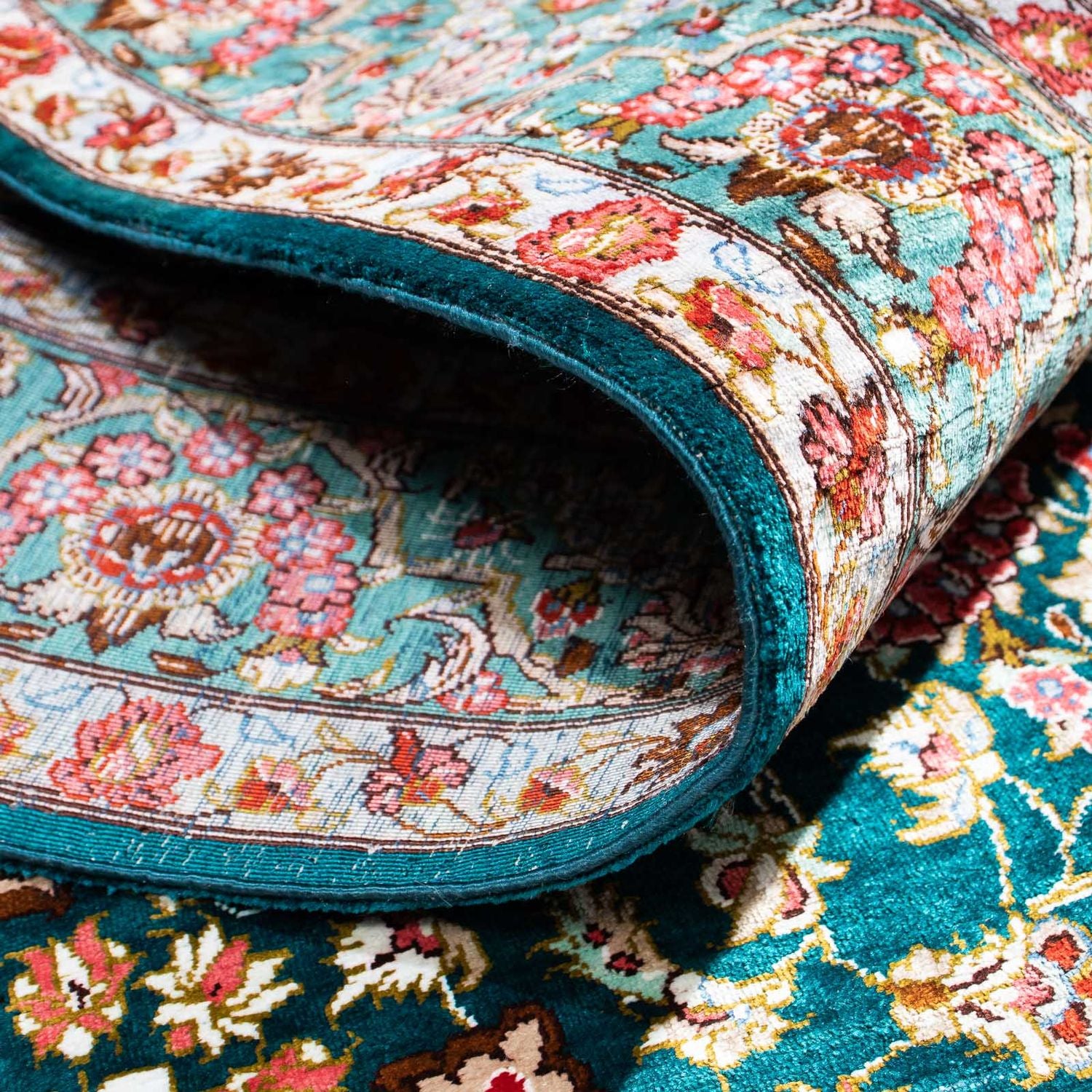 Tapis persan - Ghom - 152 x 100 cm - vert