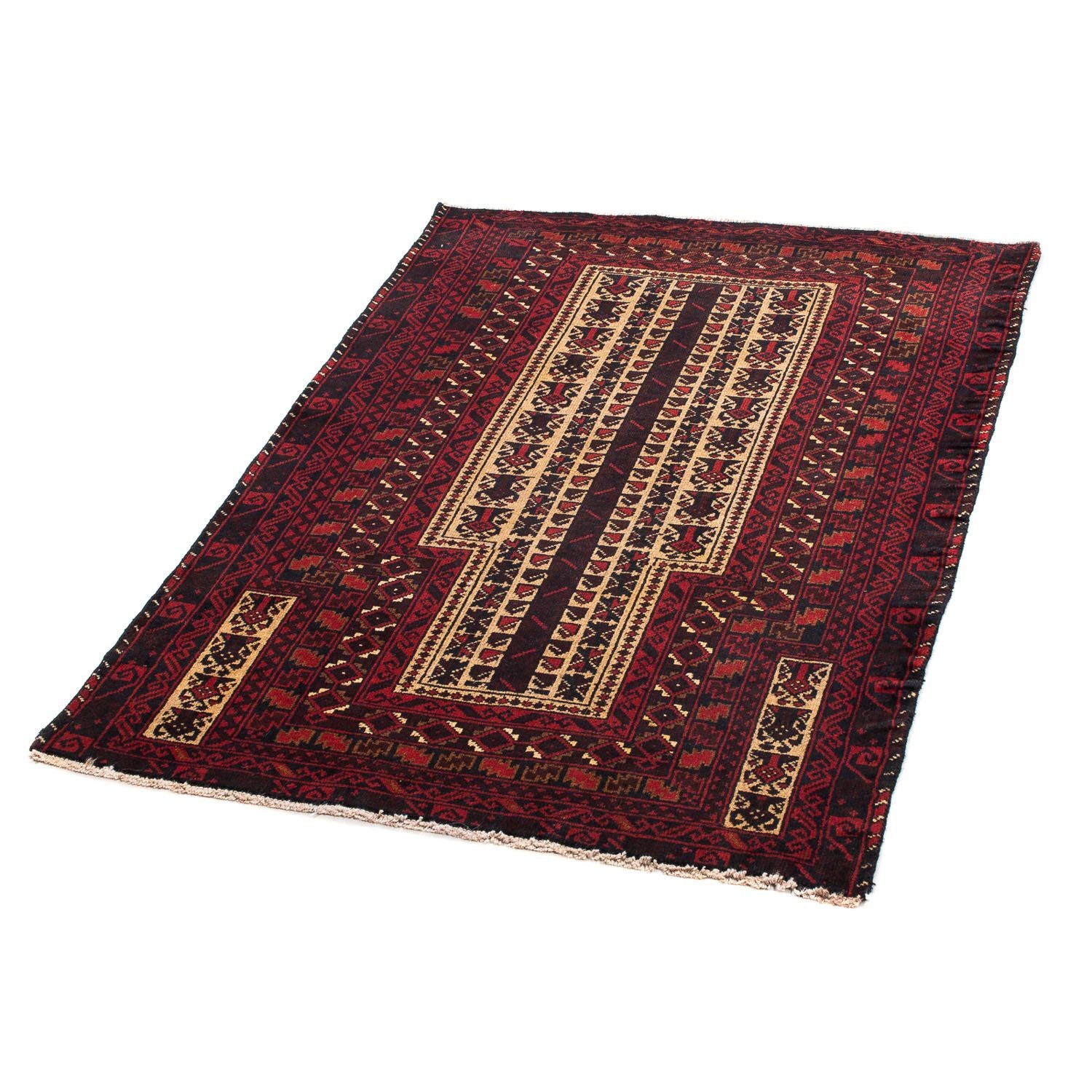 Tapis Belutsch - 126 x 86 cm - rouge foncé