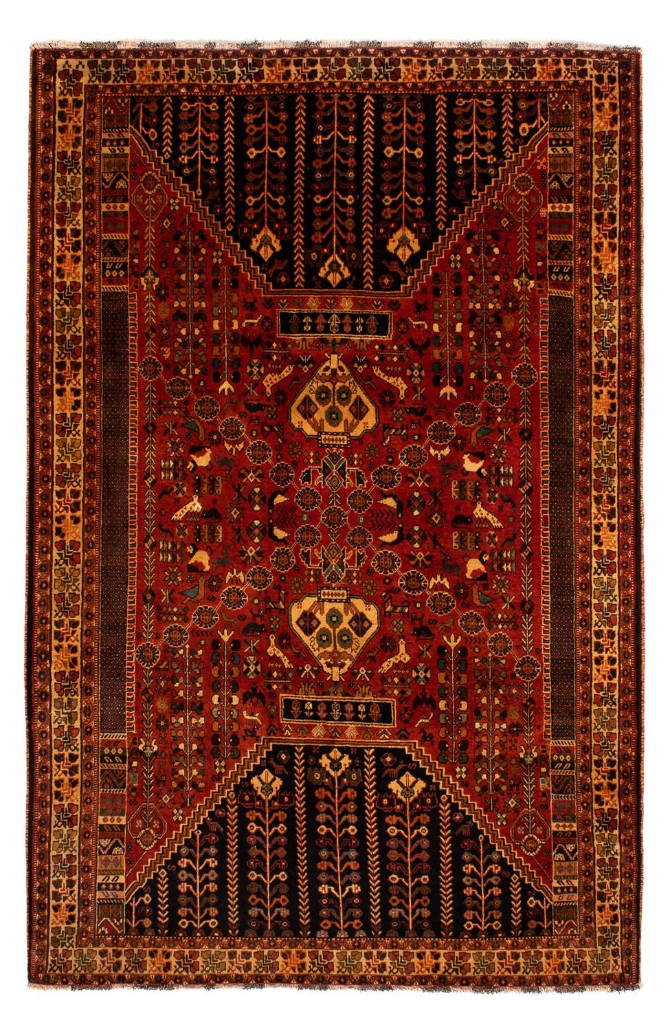 Tapis persan - Nomadic - 304 x 204 cm - rouge foncé