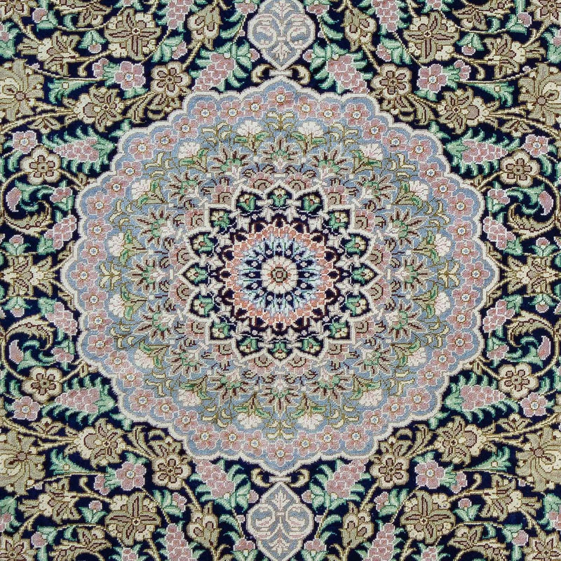 Tapis persan - Ghom - 88 x 63 cm - bleu foncé