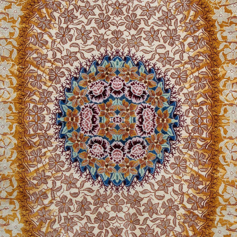 Tapis en soie - Ghom soie - Premium - 93 x 60 cm - bleu foncé