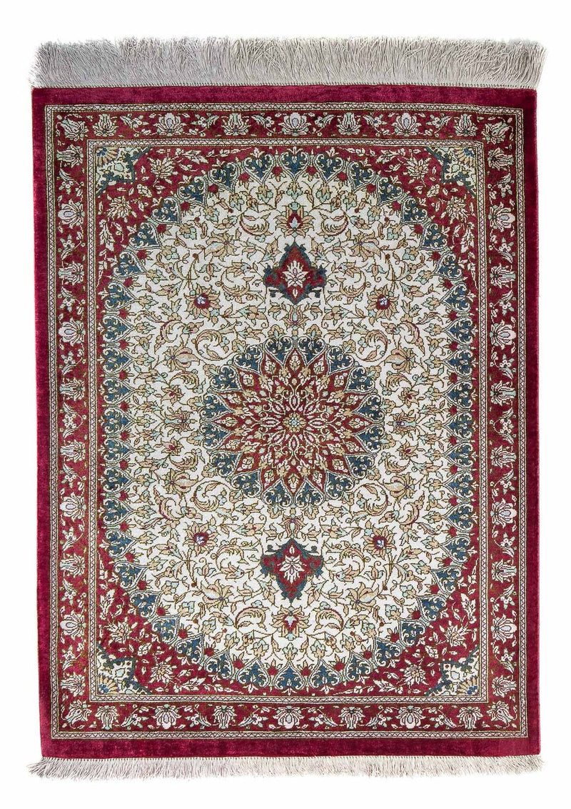 Tapis persan - Ghom - 78 x 60 cm - rouge foncé