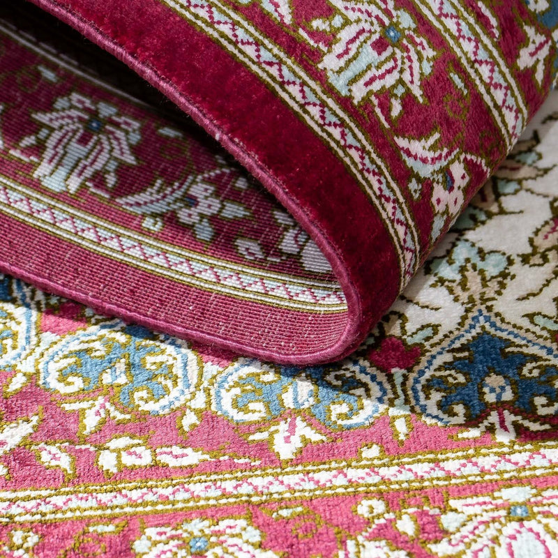 Tapis persan - Ghom - 78 x 60 cm - rouge foncé