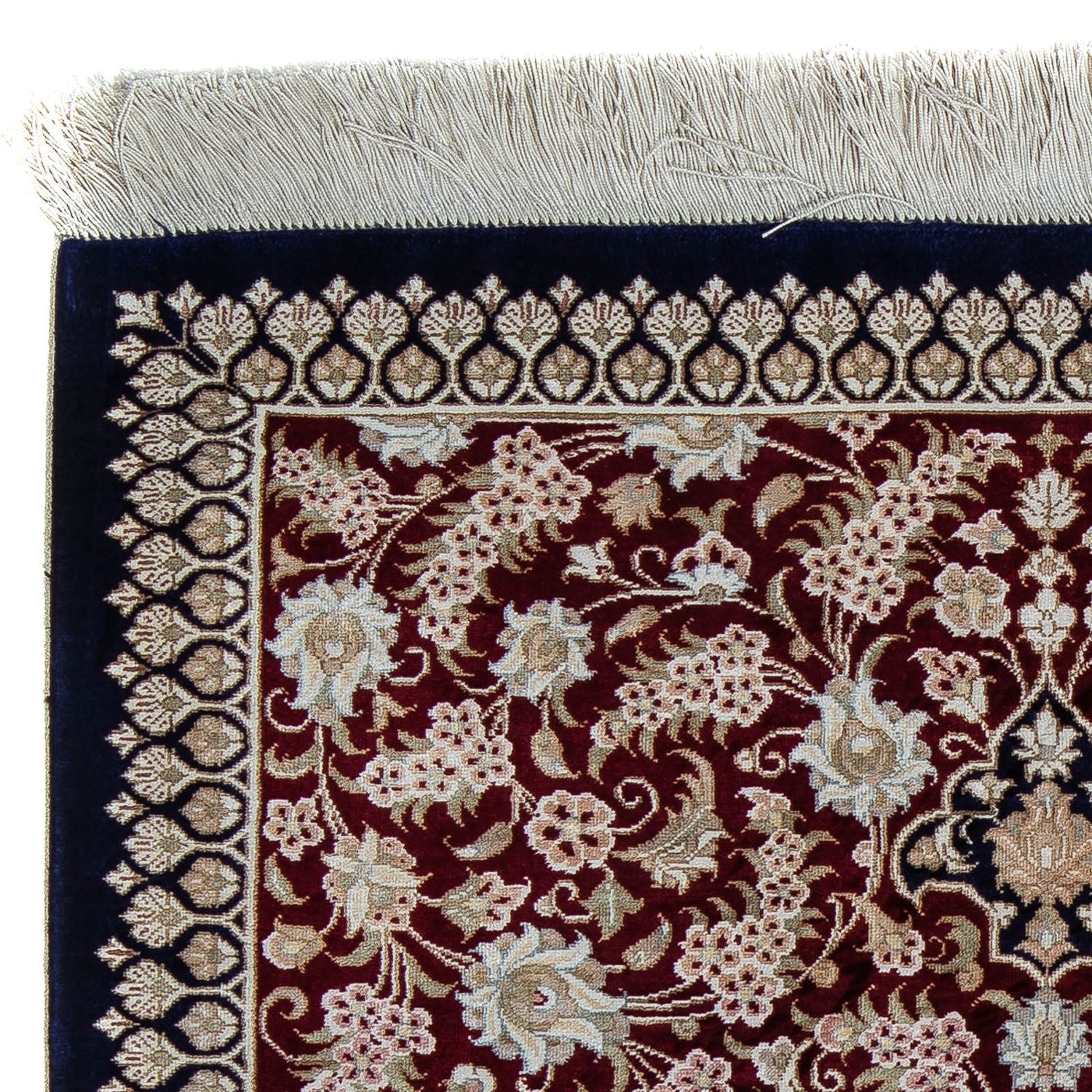 Tapis persan - Ghom - 85 x 58 cm - bleu foncé