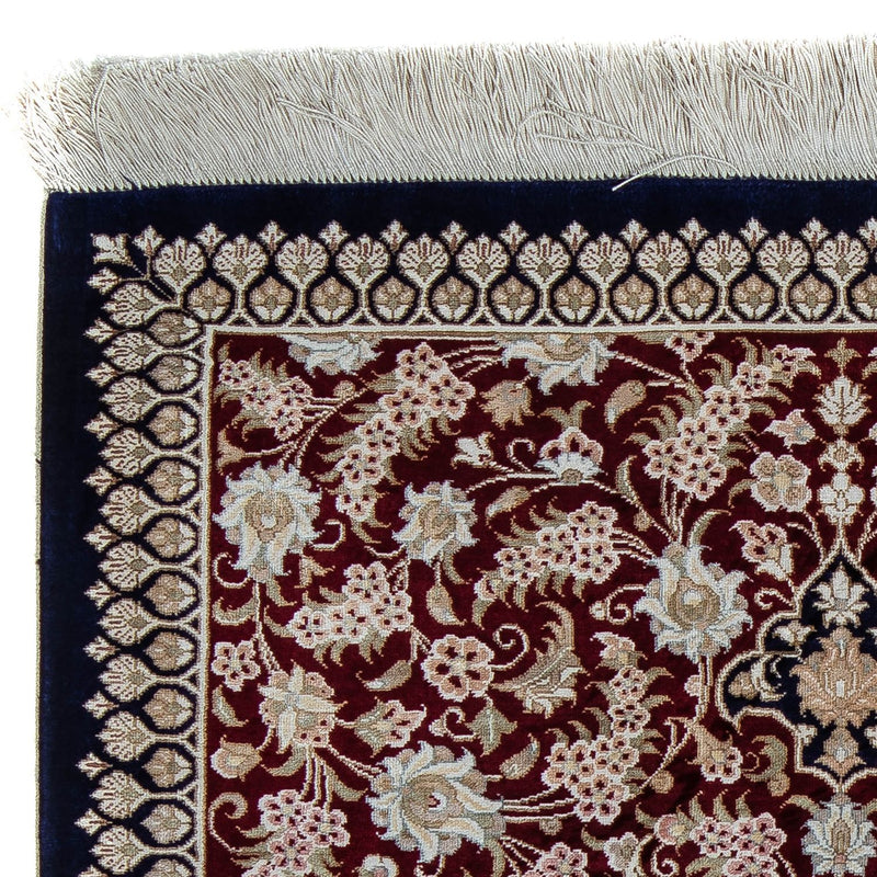 Tapis persan - Ghom - 85 x 58 cm - bleu foncé