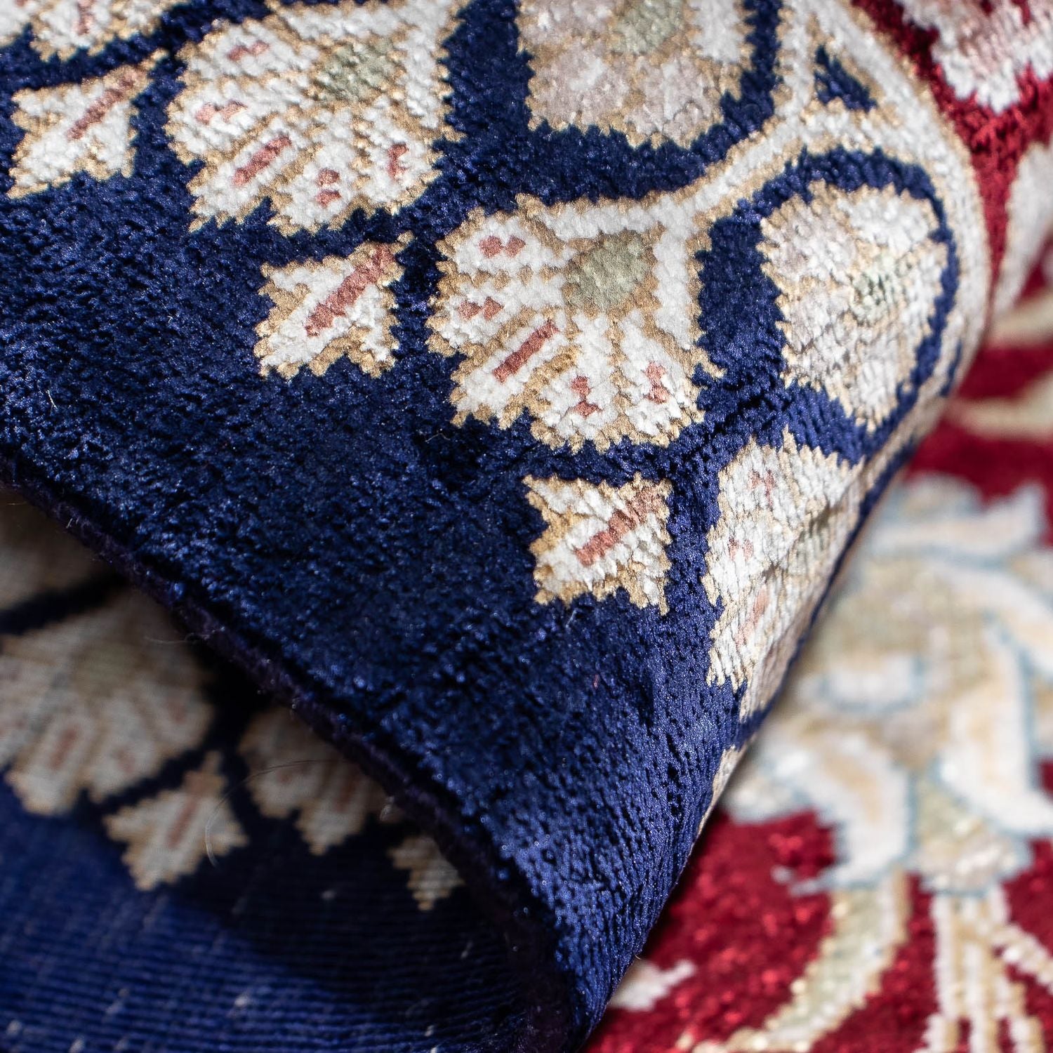 Tapis persan - Ghom - 85 x 58 cm - bleu foncé
