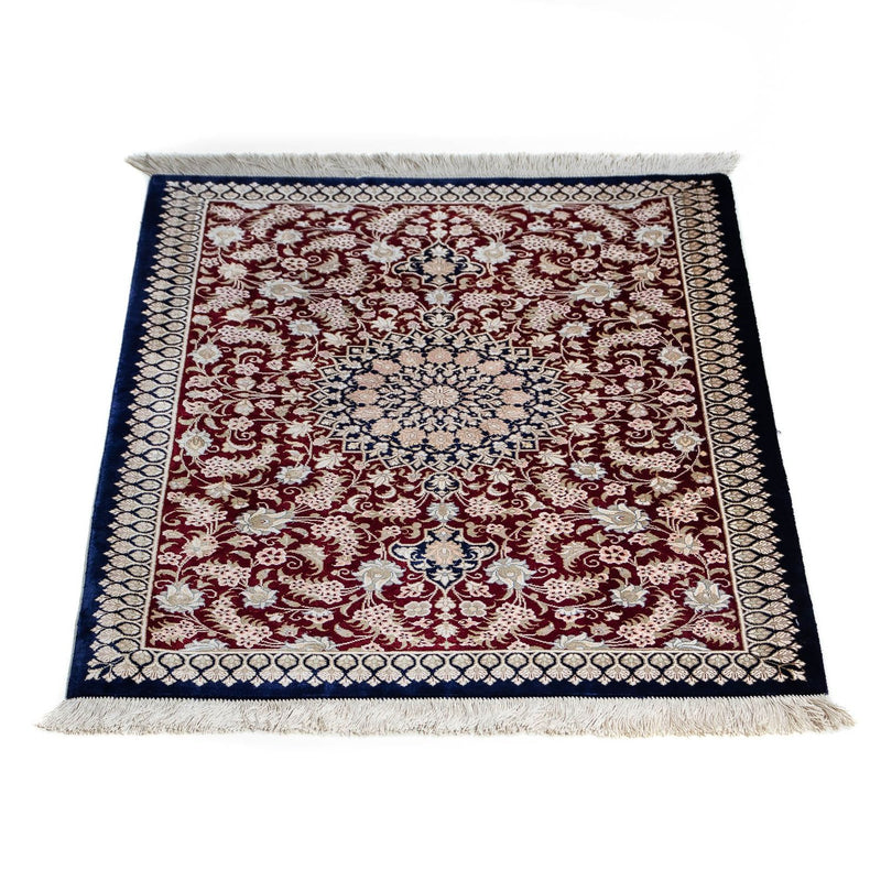 Tapis persan - Ghom - 85 x 58 cm - bleu foncé