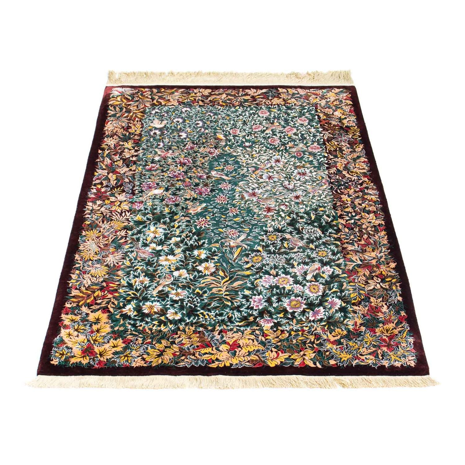 Tapis persan - Ghom - 120 x 78 cm - rouge foncé
