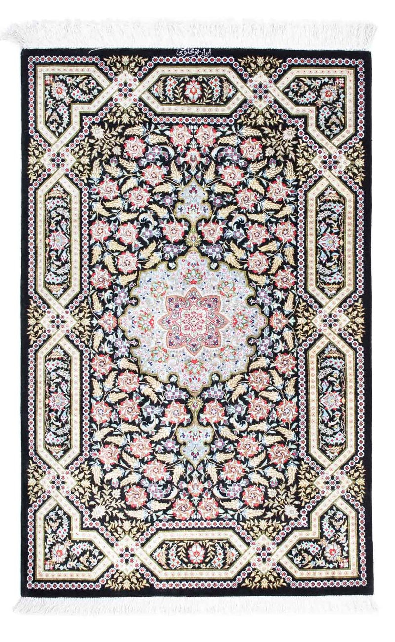 Perserteppich - Ghom 124 x 79 cm - dunkelblau