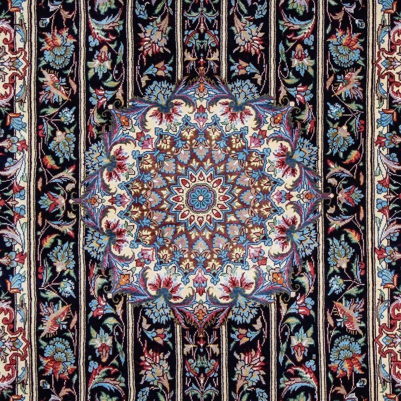 Tapis persan - Ghom - 98 x 61 cm - bleu foncé
