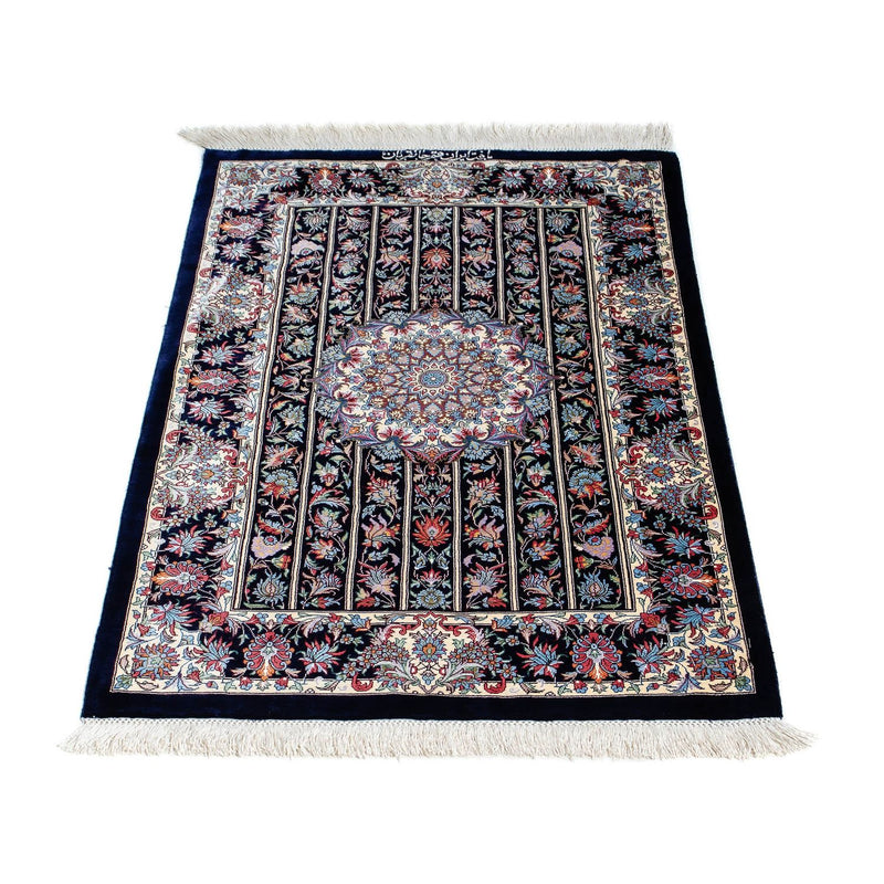 Tapis persan - Ghom - 98 x 61 cm - bleu foncé