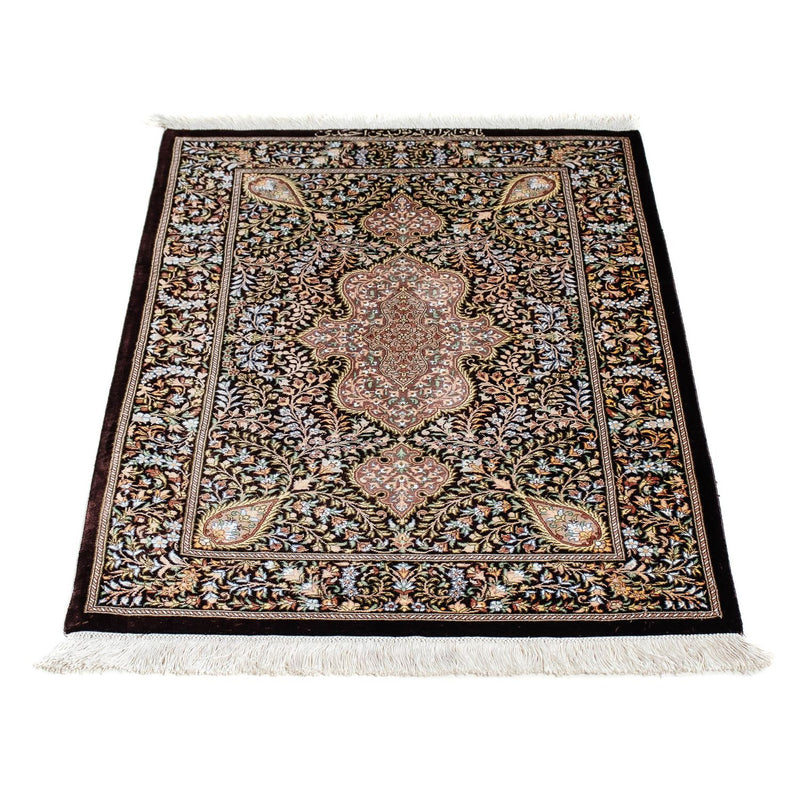 Tapis persan - Ghom - 91 x 61 cm - bleu foncé