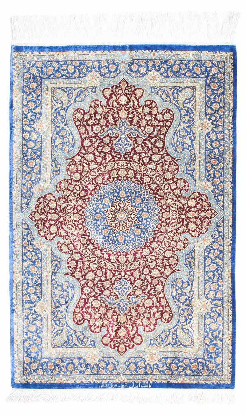 Perserteppich - Ghom 117 x 78 cm - blau