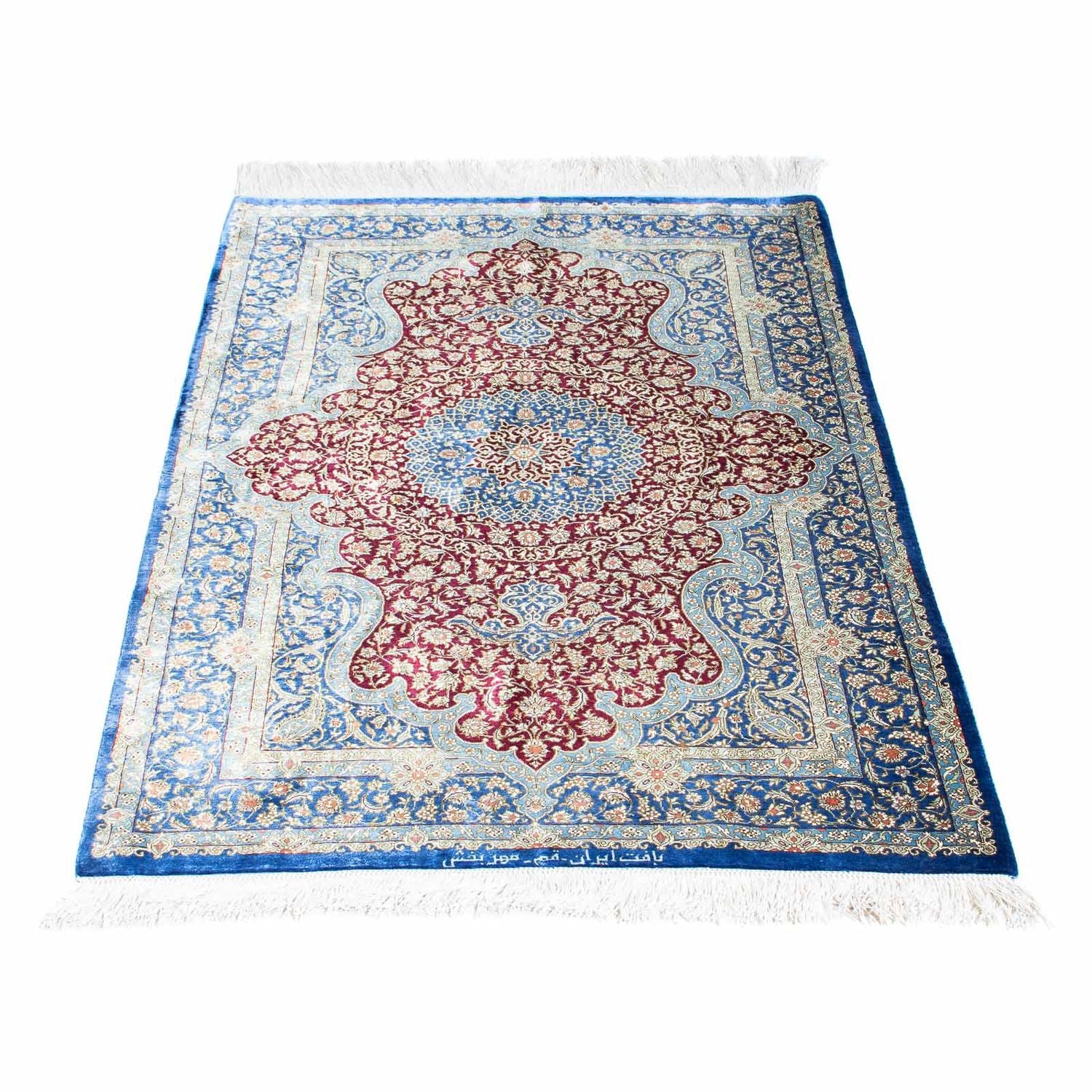 Perserteppich - Ghom 117 x 78 cm - blau