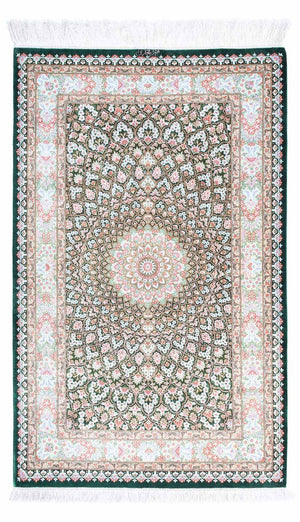 Tapis persan - Ghom - 128 x 83 cm - vert