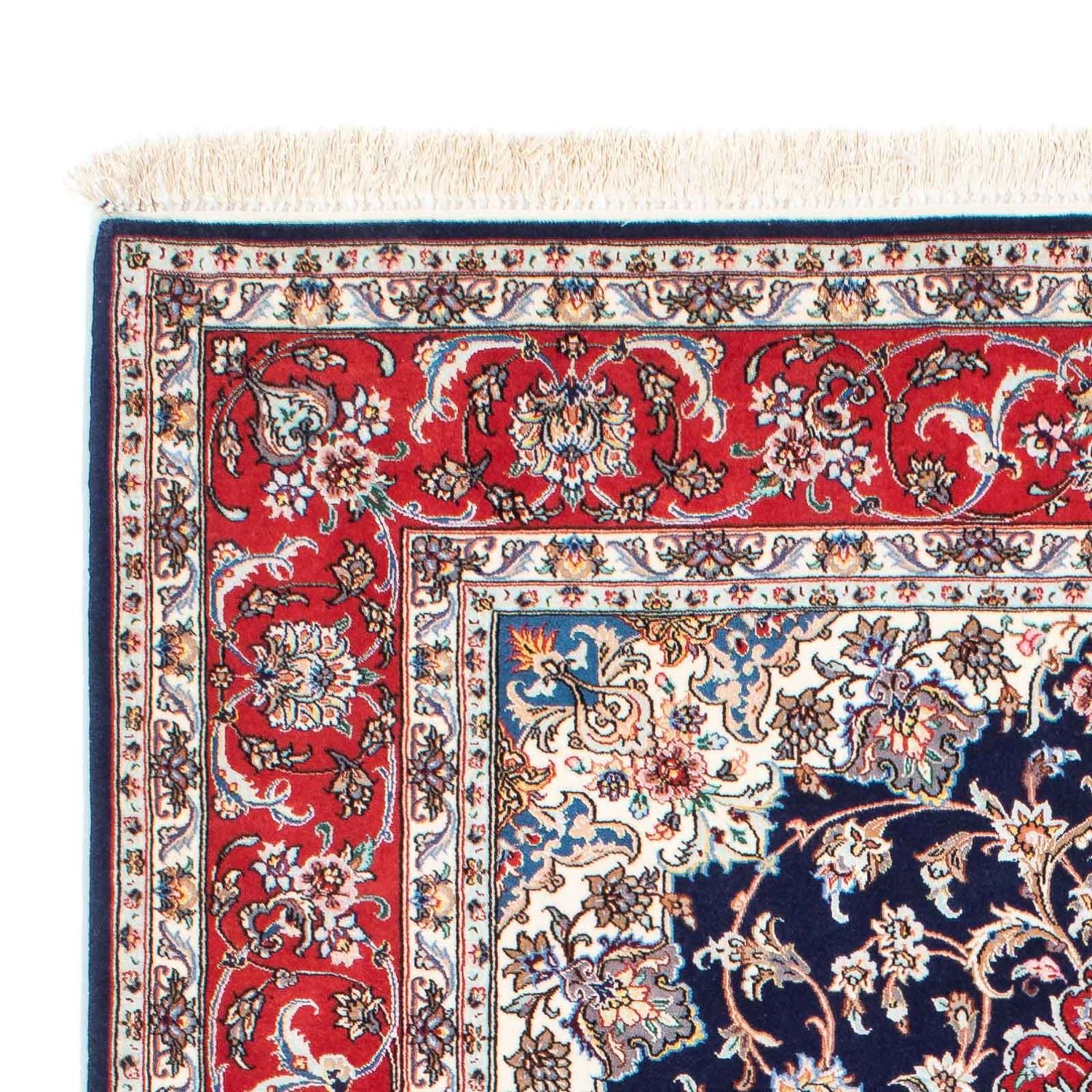 Tapis persan - Isfahan - Premium - 197 x 130 cm - bleu foncé