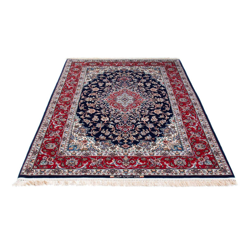 Tapis persan - Isfahan - Premium - 197 x 130 cm - bleu foncé
