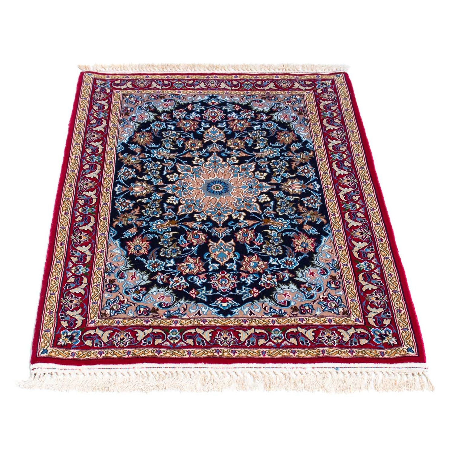 Tapis persan - Isfahan - Premium - 104 x 72 cm - bleu foncé
