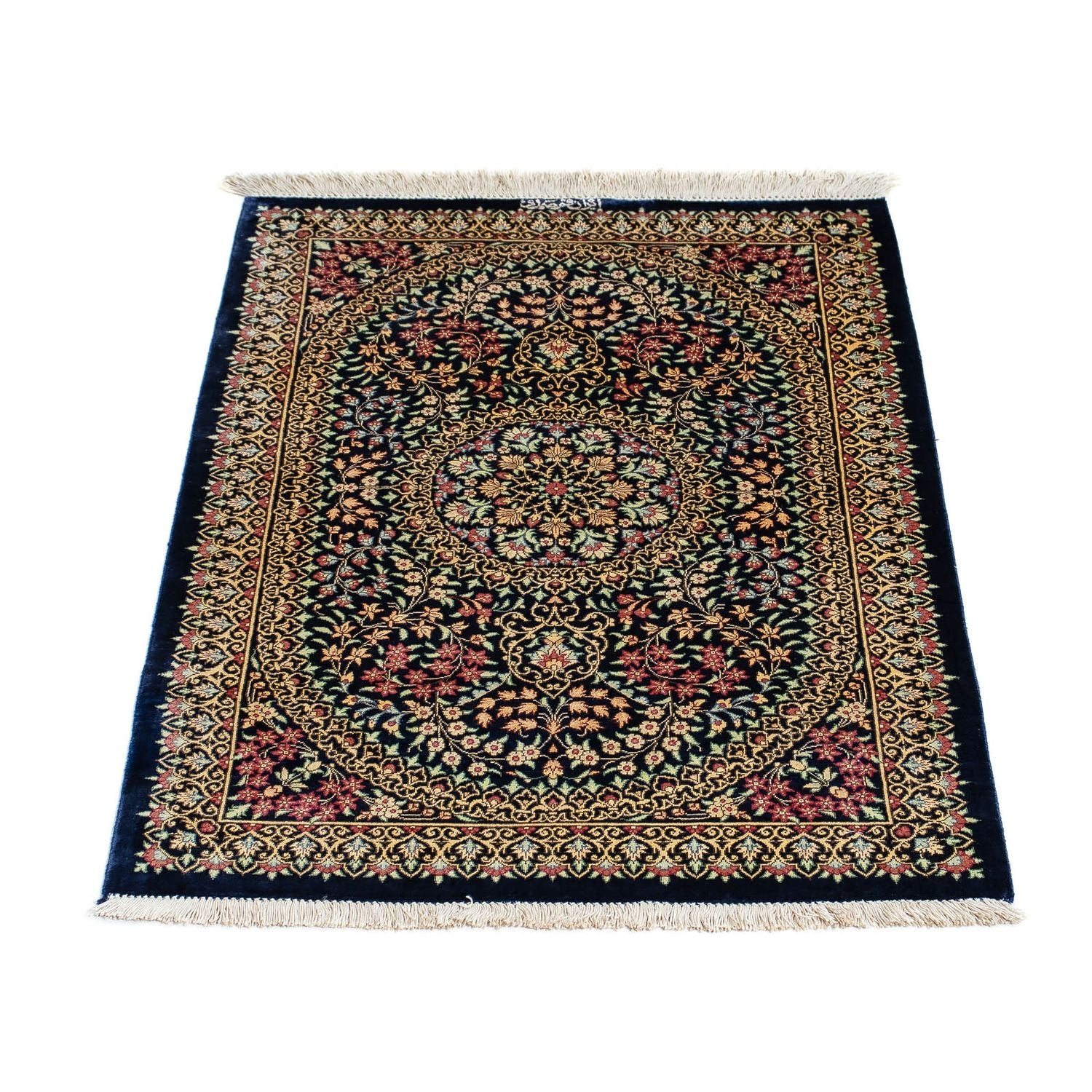 Perserteppich - Ghom 91 x 61 cm - dunkelblau