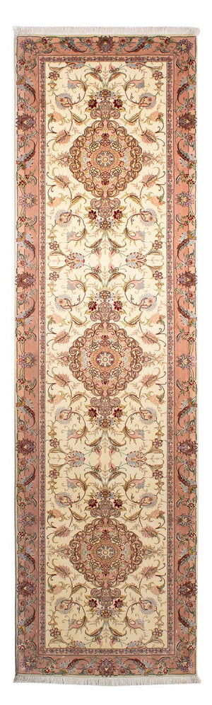 Tapis de couloir Tapis persan - Tabriz - Royal - 310 x 88 cm - beige