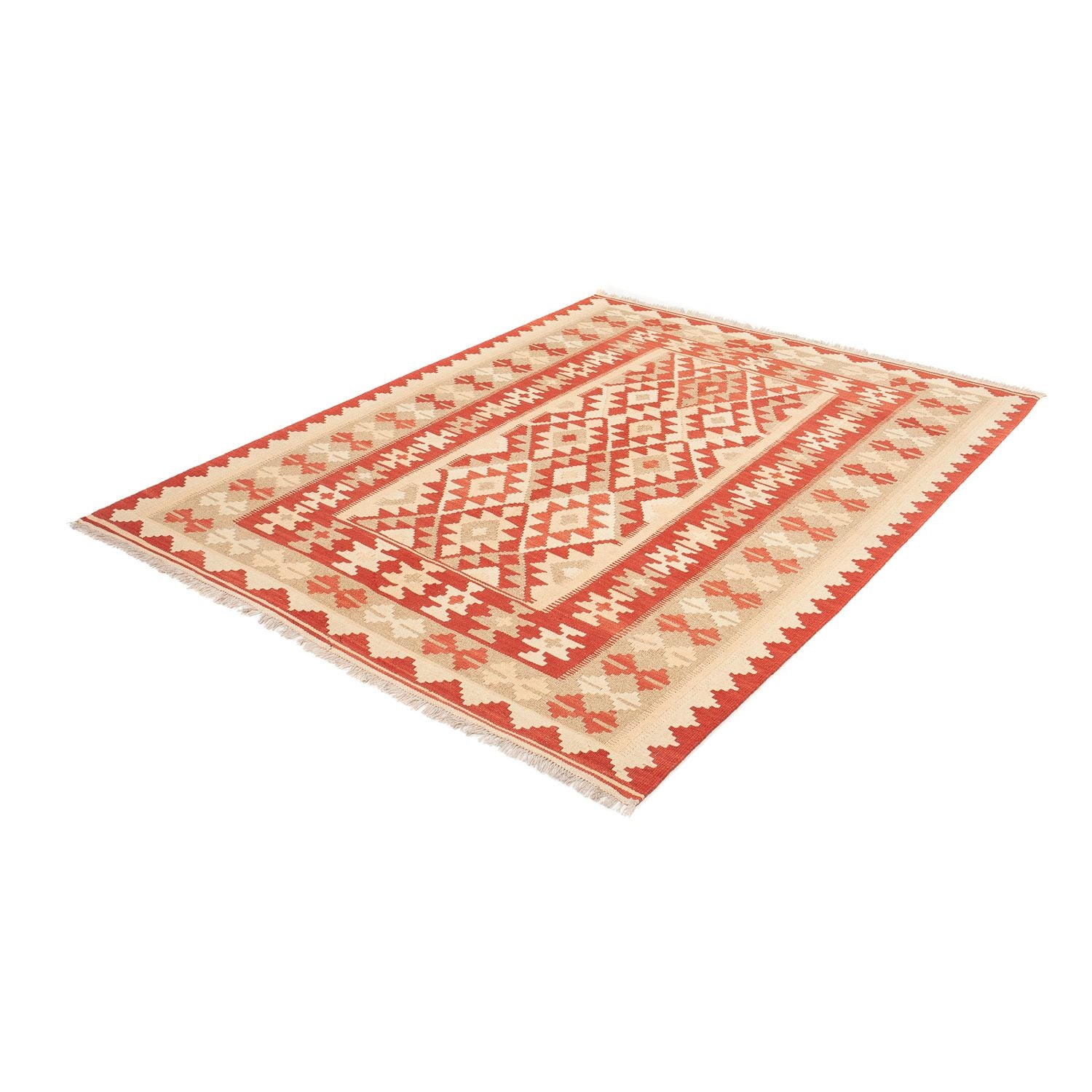 Tapis Kelim - Oriental - 198 x 146 cm - rouge foncé