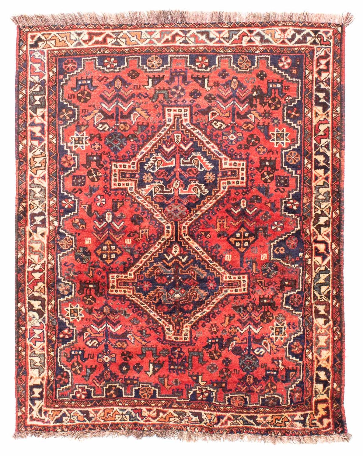 Tapis persan - Nomadic - 140 x 115 cm - rouge foncé