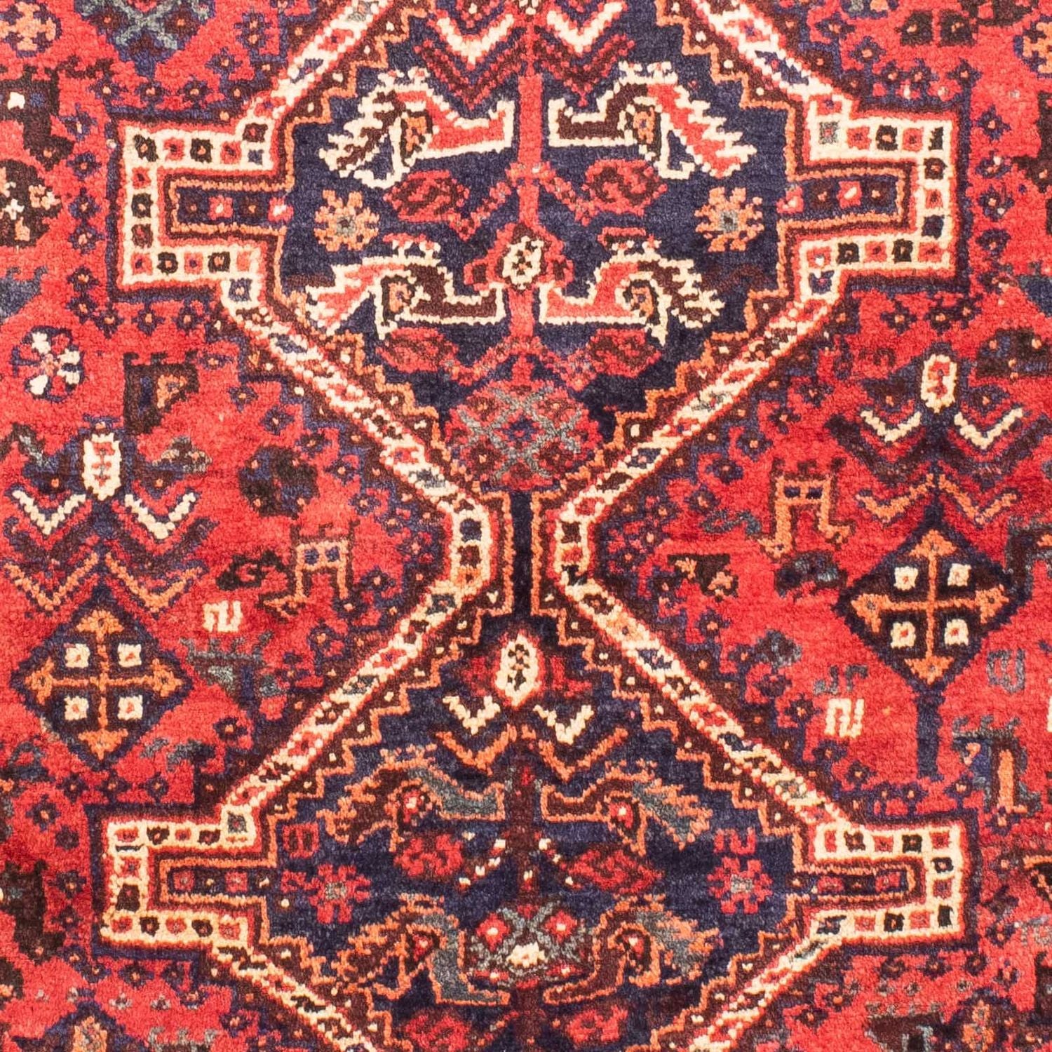 Tapis persan - Nomadic - 140 x 115 cm - rouge foncé