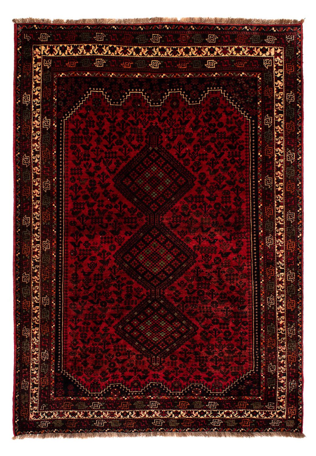 Tapis persan - Nomadic - 295 x 200 cm - rouge foncé