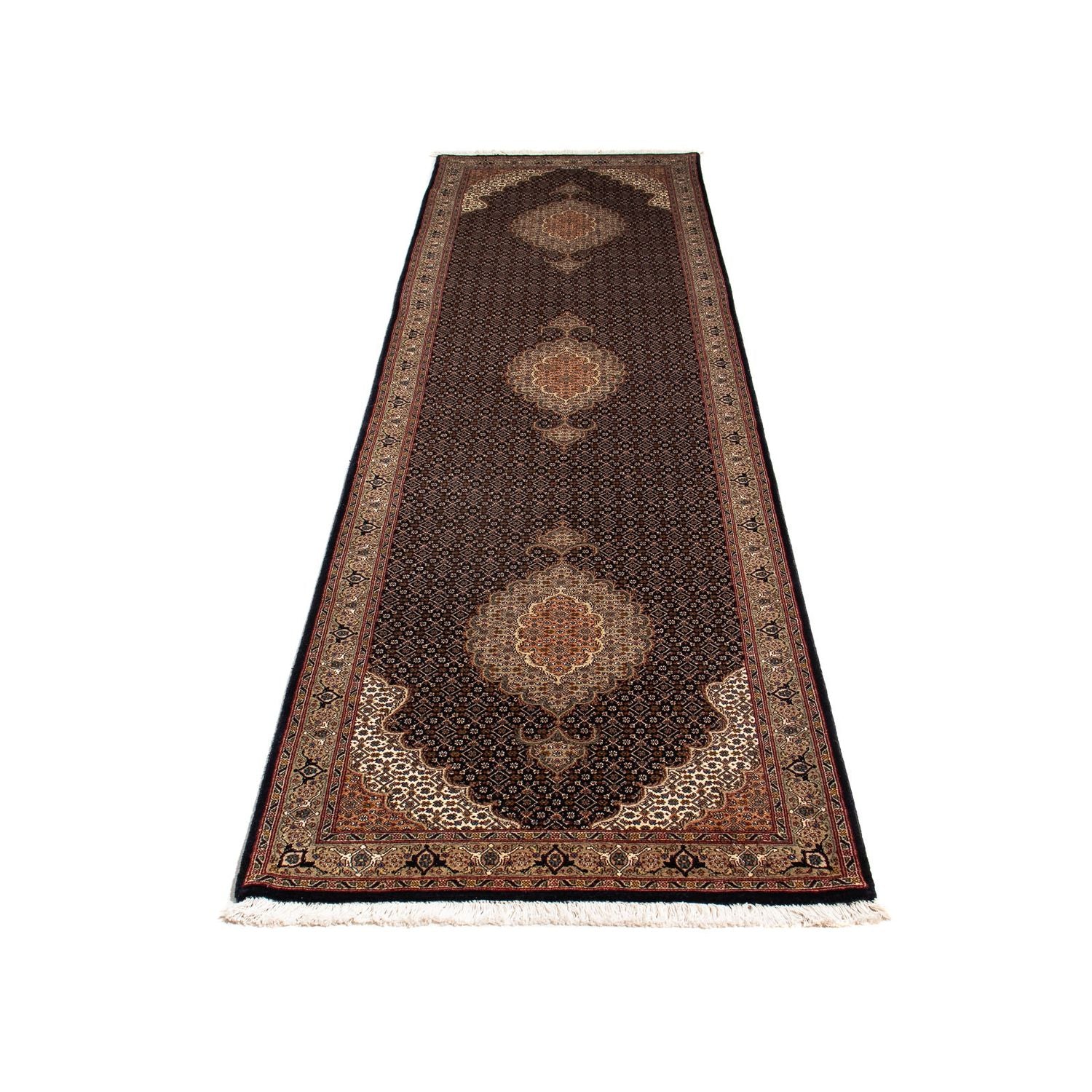 Tapis de couloir Tapis persan - Tabriz - 295 x 77 cm - bleu foncé