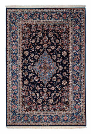 Tapis persan - Isfahan - Premium - 218 x 145 cm - bleu foncé