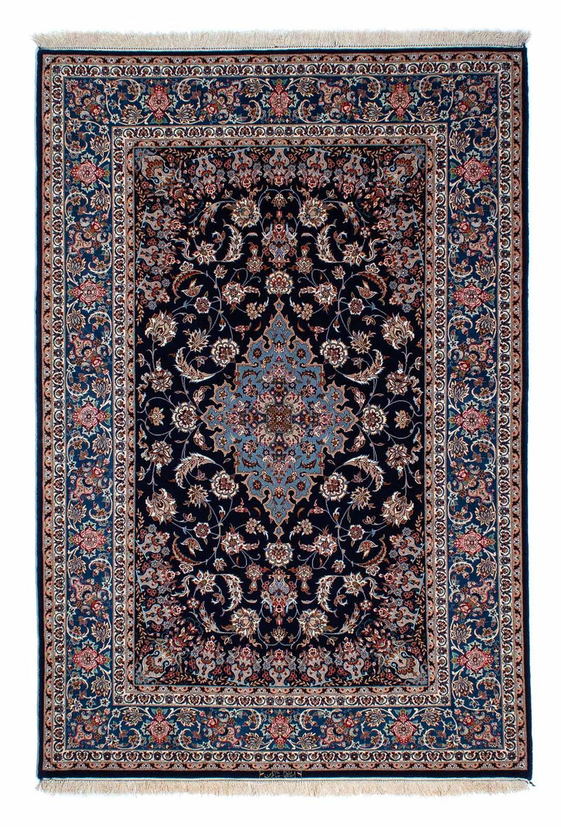 Tapis persan - Isfahan - Premium - 218 x 145 cm - bleu foncé