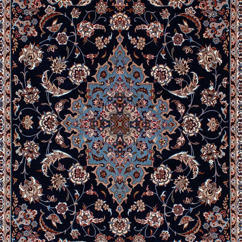 Tapis persan - Isfahan - Premium - 218 x 145 cm - bleu foncé